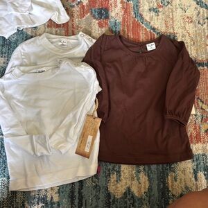 Brown and White Long Sleeve Kids Tee